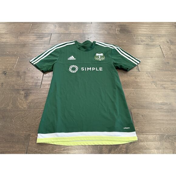Adidas Mens Green MLS Portland Timbers Simple Short-Sleeve Jersey Size S SMALL - Picture 2 of 9